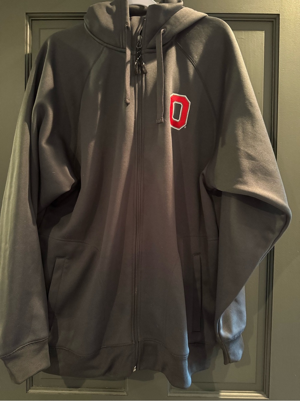 Ouray Brand Gray Zip-Up Hoodie with Red 'O' Patch XXL Men’s